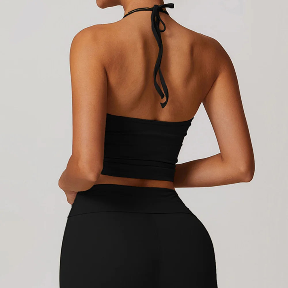 Impact Sports Bra Women Halter Top High Support Push-up Open Back Gym Wear Sexy Fitness Tops Yoga Bra Running Workout Underwear