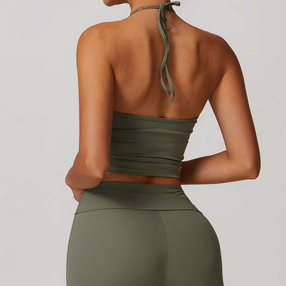 Impact Sports Bra Women Halter Top High Support Push-up Open Back Gym Wear Sexy Fitness Tops Yoga Bra Running Workout Underwear